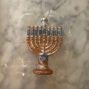 NEW Cody Foster Menorah Gold and Blue Ornament